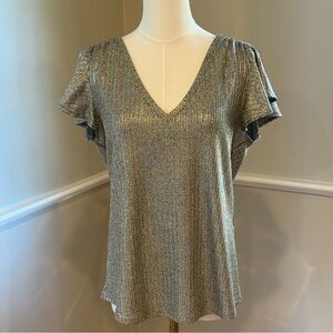 White House Black Market Shimmery Gold Blouse